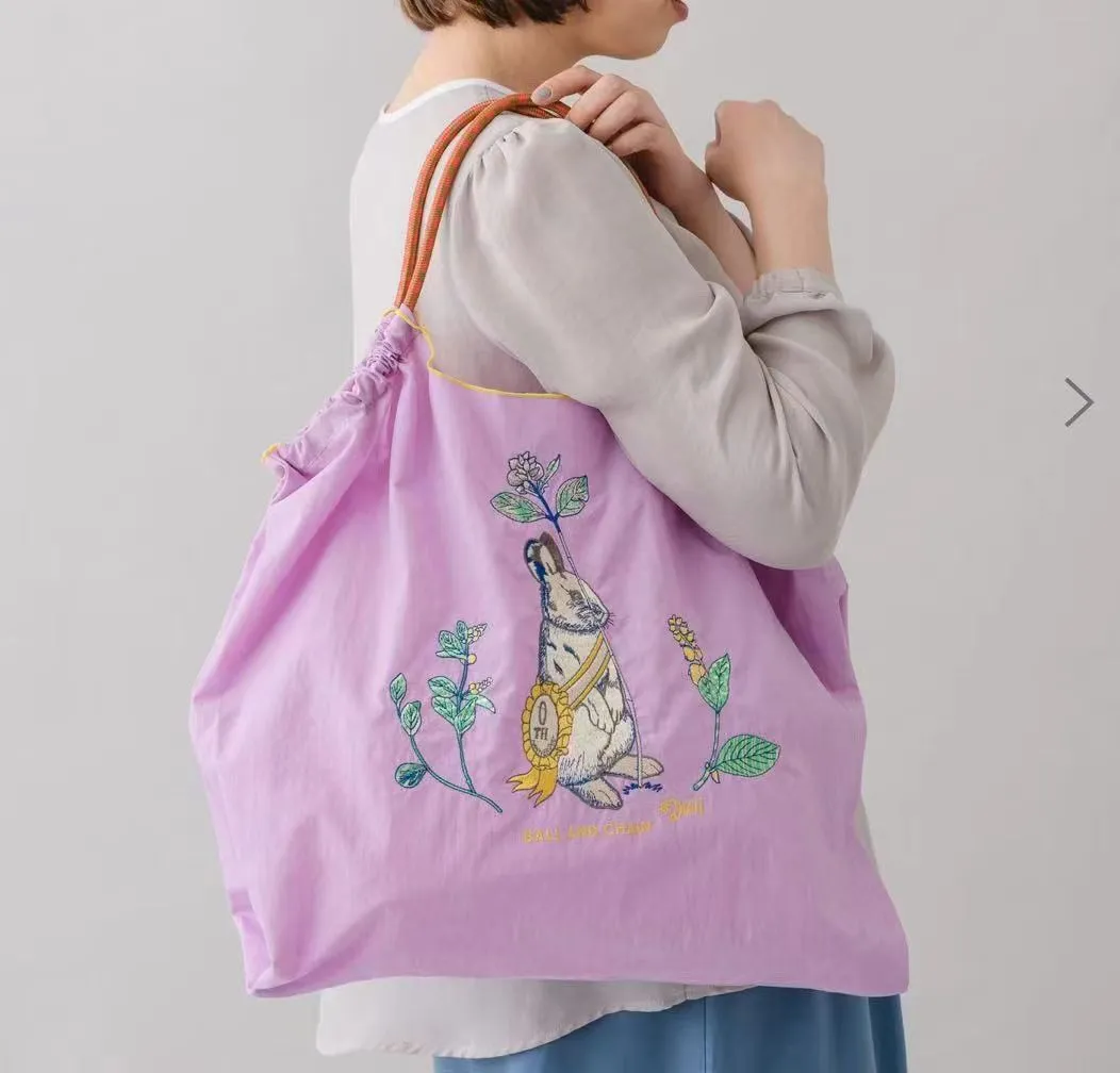 Bohemian Floral Embroidery Rabbit Cat Nylon Bag