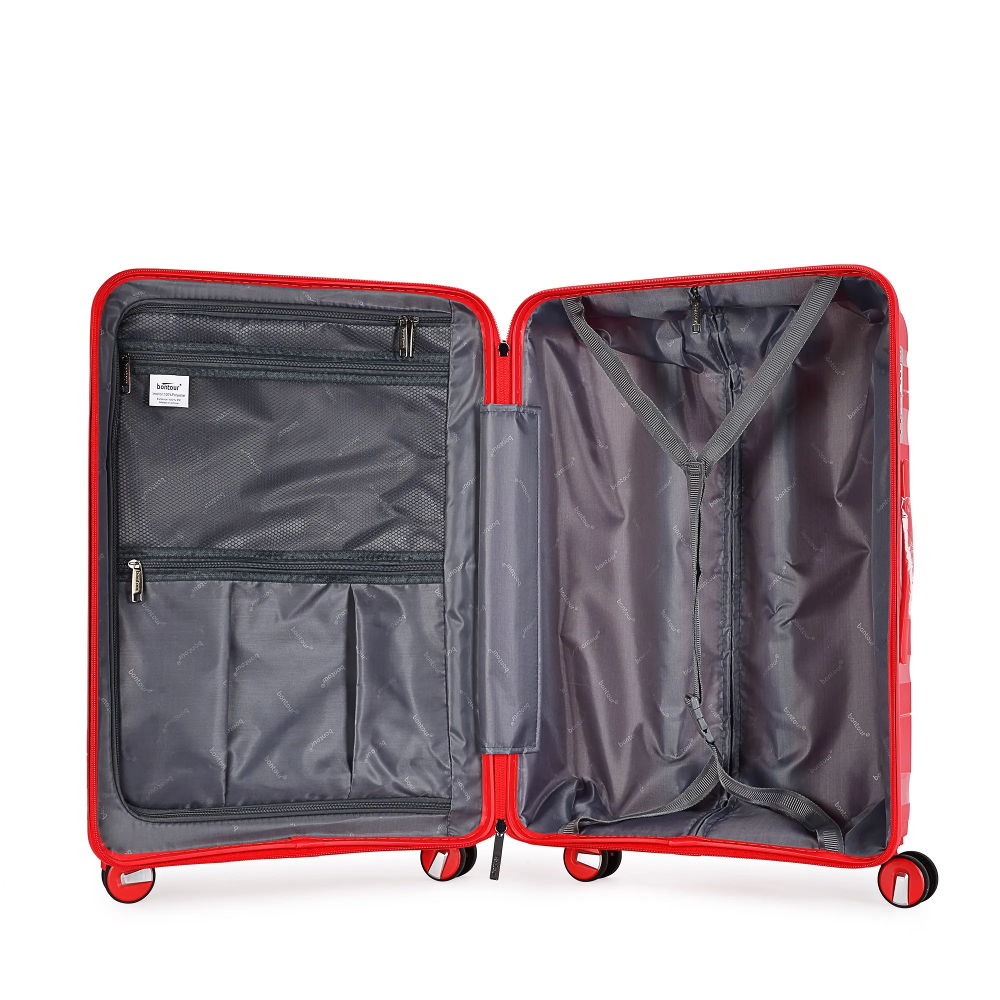 Bontour 'Flow' 4-wheeled suitcase with TSA lock, Medium Size 66x45x28 cm, Red