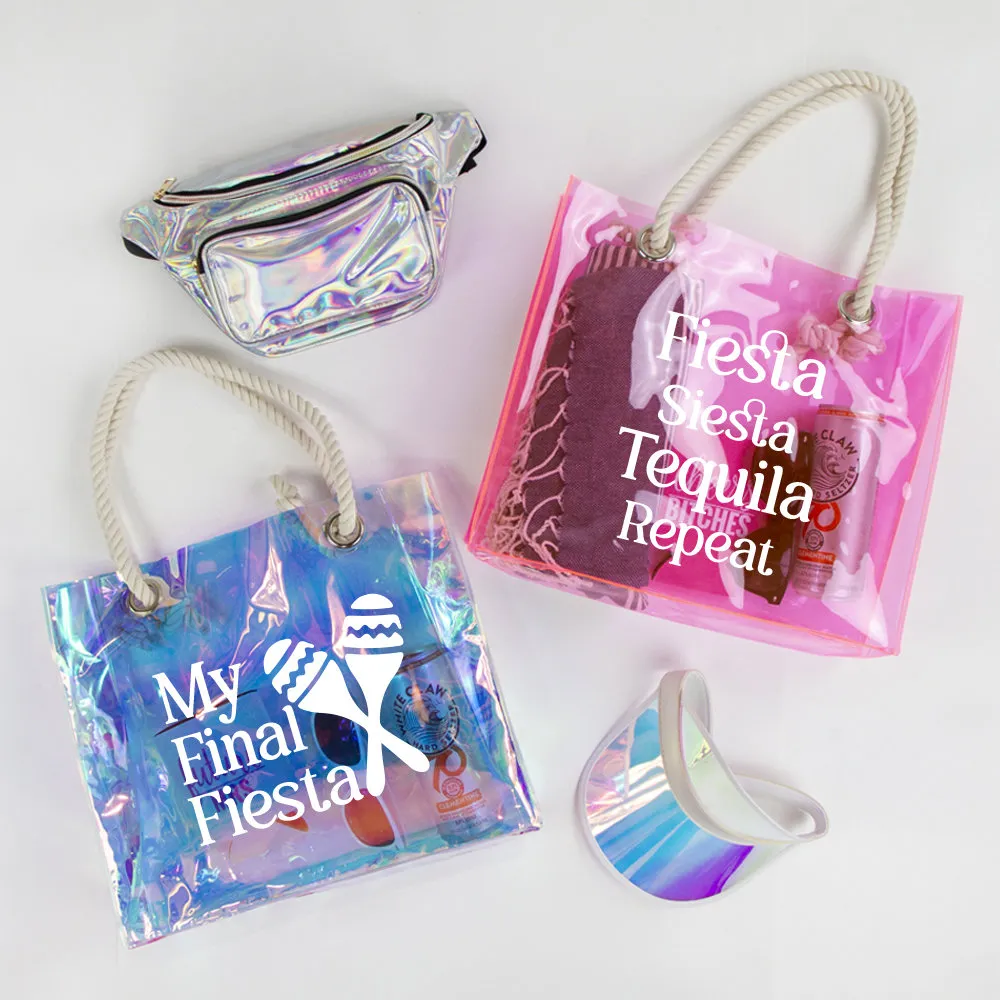 Bridesmaid Tote Set - Final Fiesta Customized Waterproof Transparent Neon