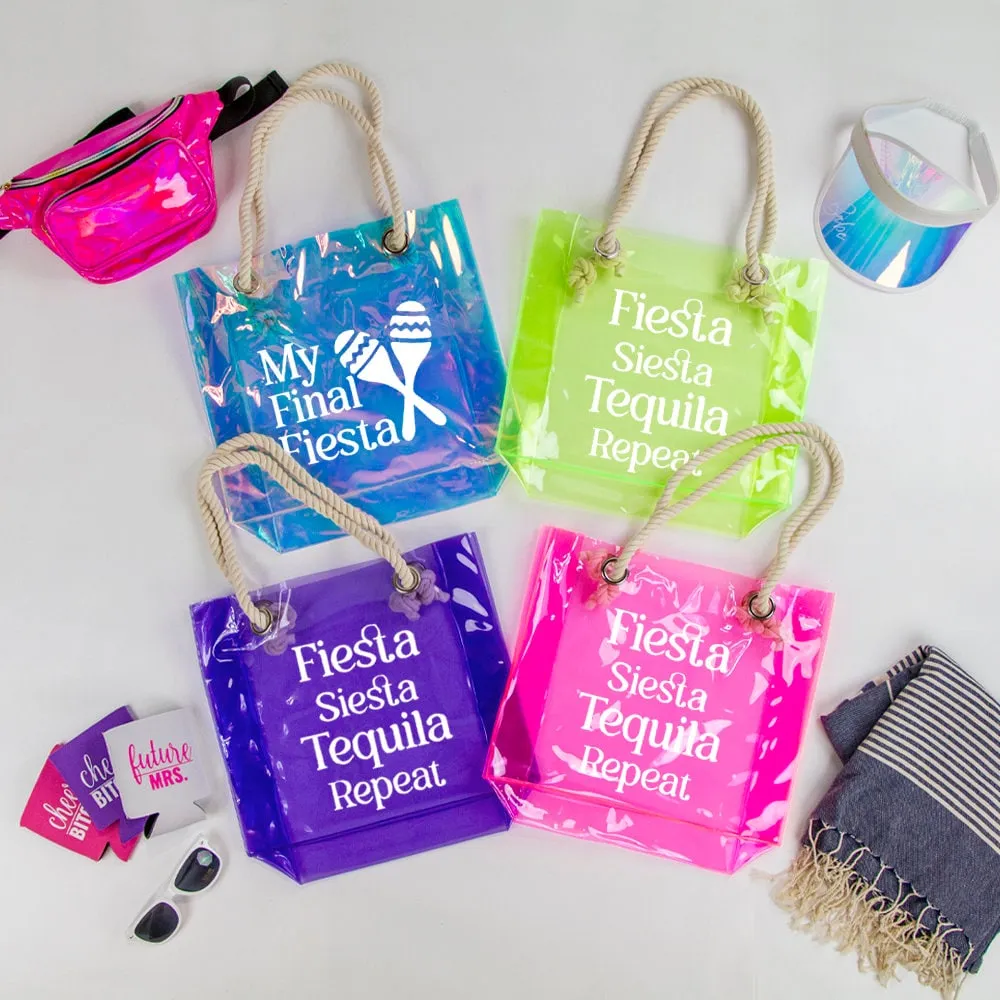 Bridesmaid Tote Set - Final Fiesta Customized Waterproof Transparent Neon