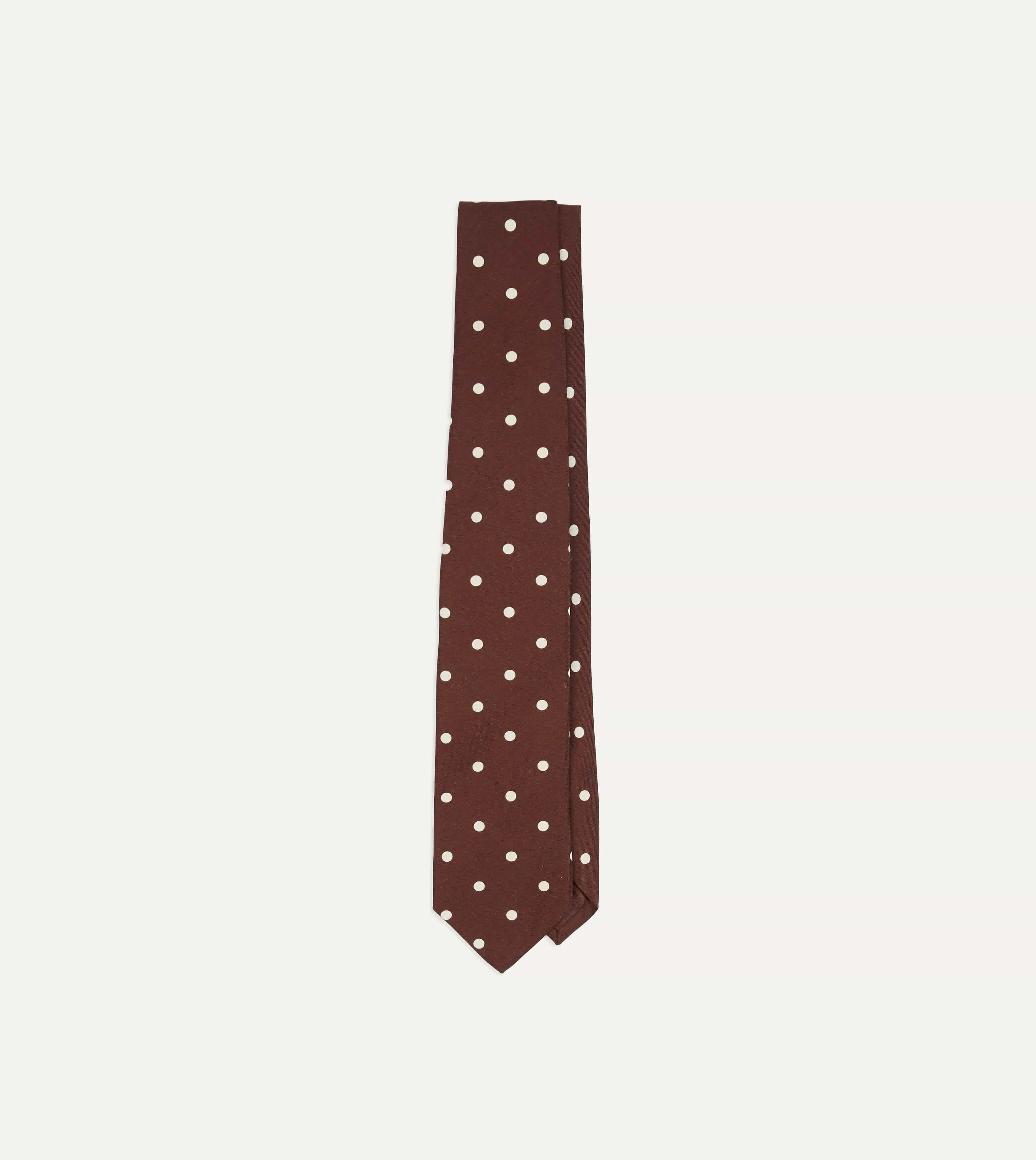 Brown Polka Dot Silk Self-Tipped Tie