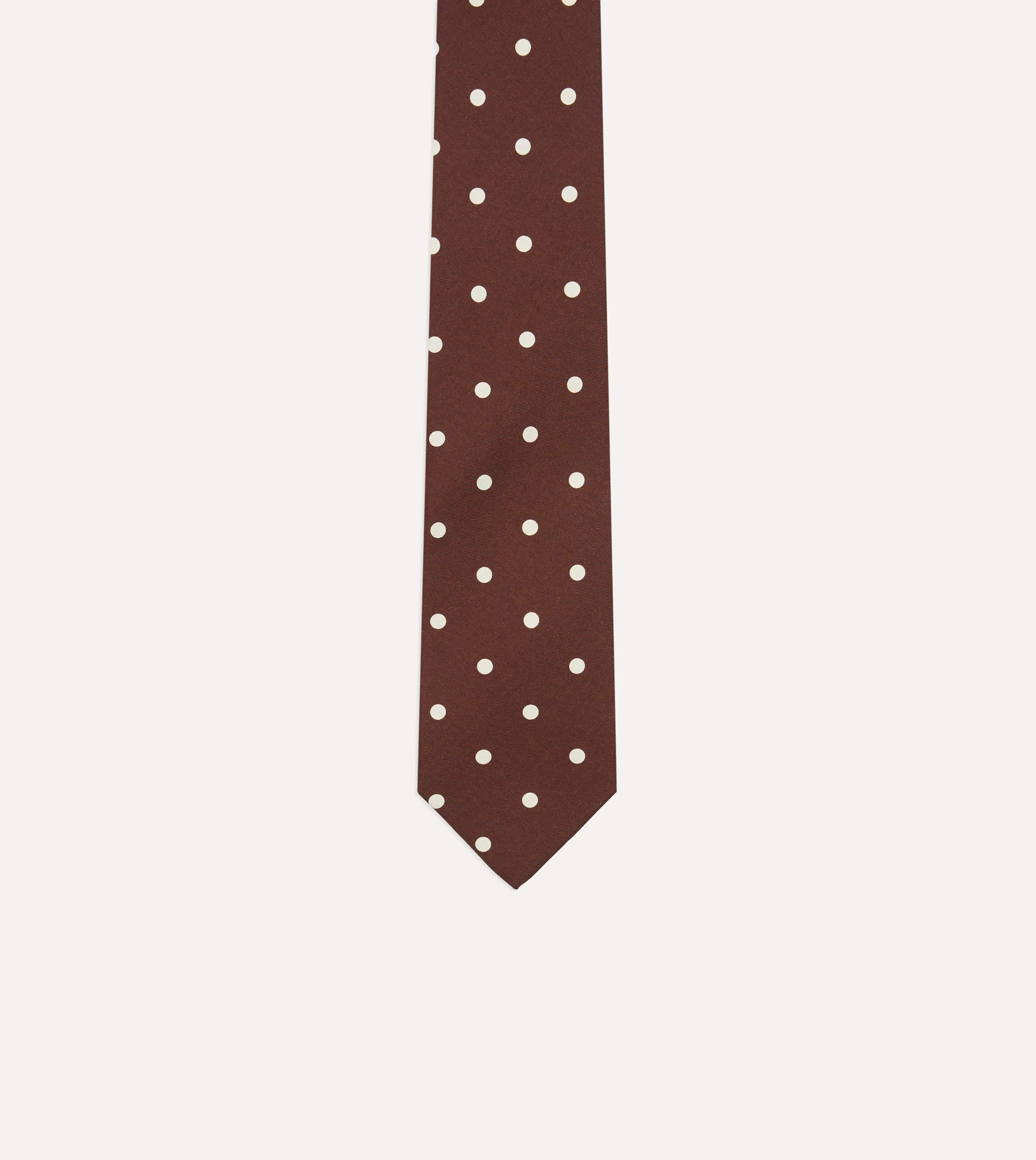 Brown Polka Dot Silk Self-Tipped Tie