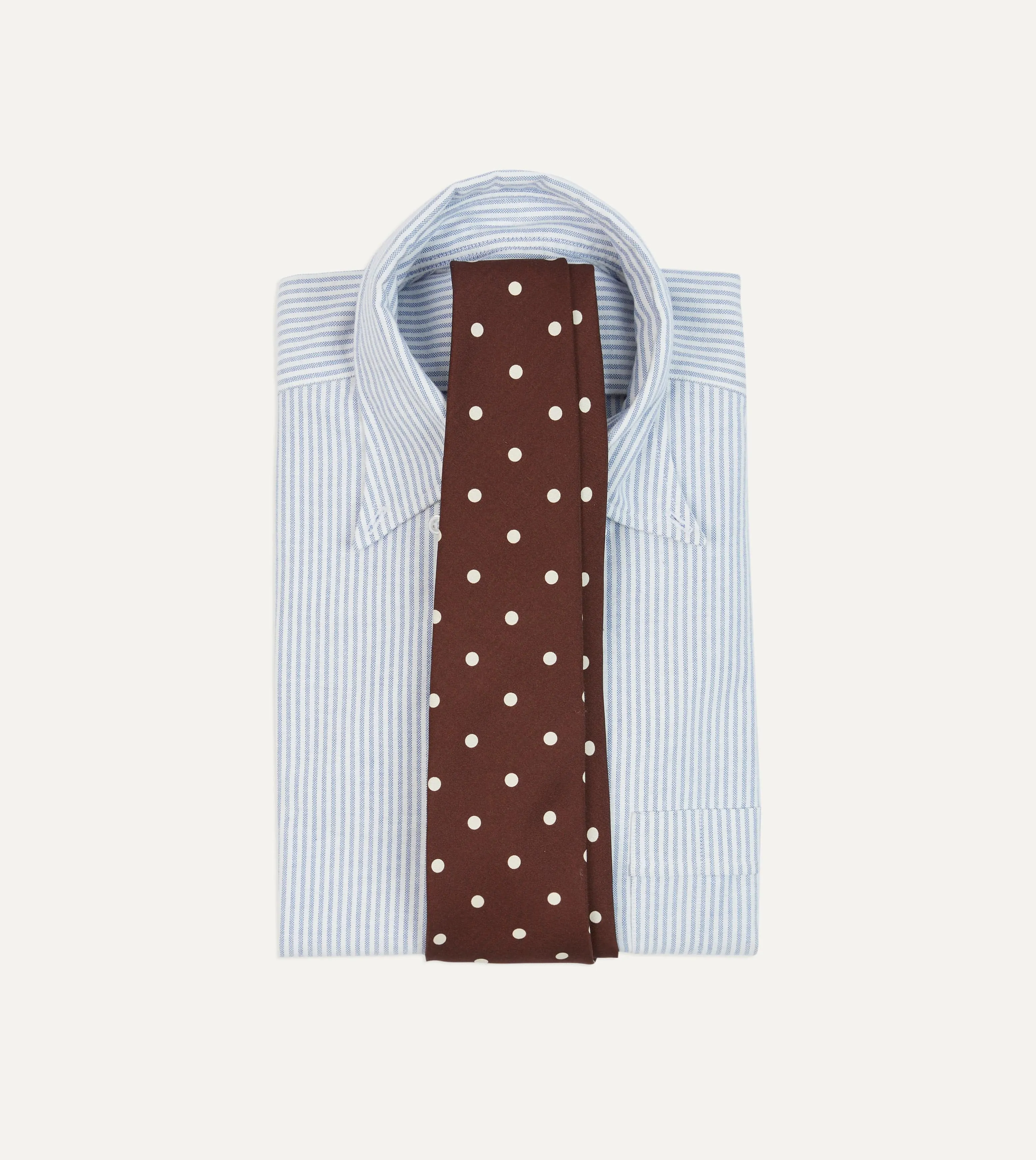 Brown Polka Dot Silk Self-Tipped Tie