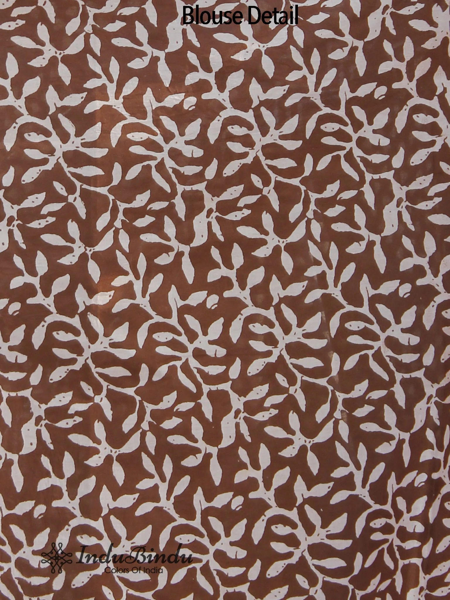 Brown Rust Ivory Hand Block Printed Cotton Saree - S031702384