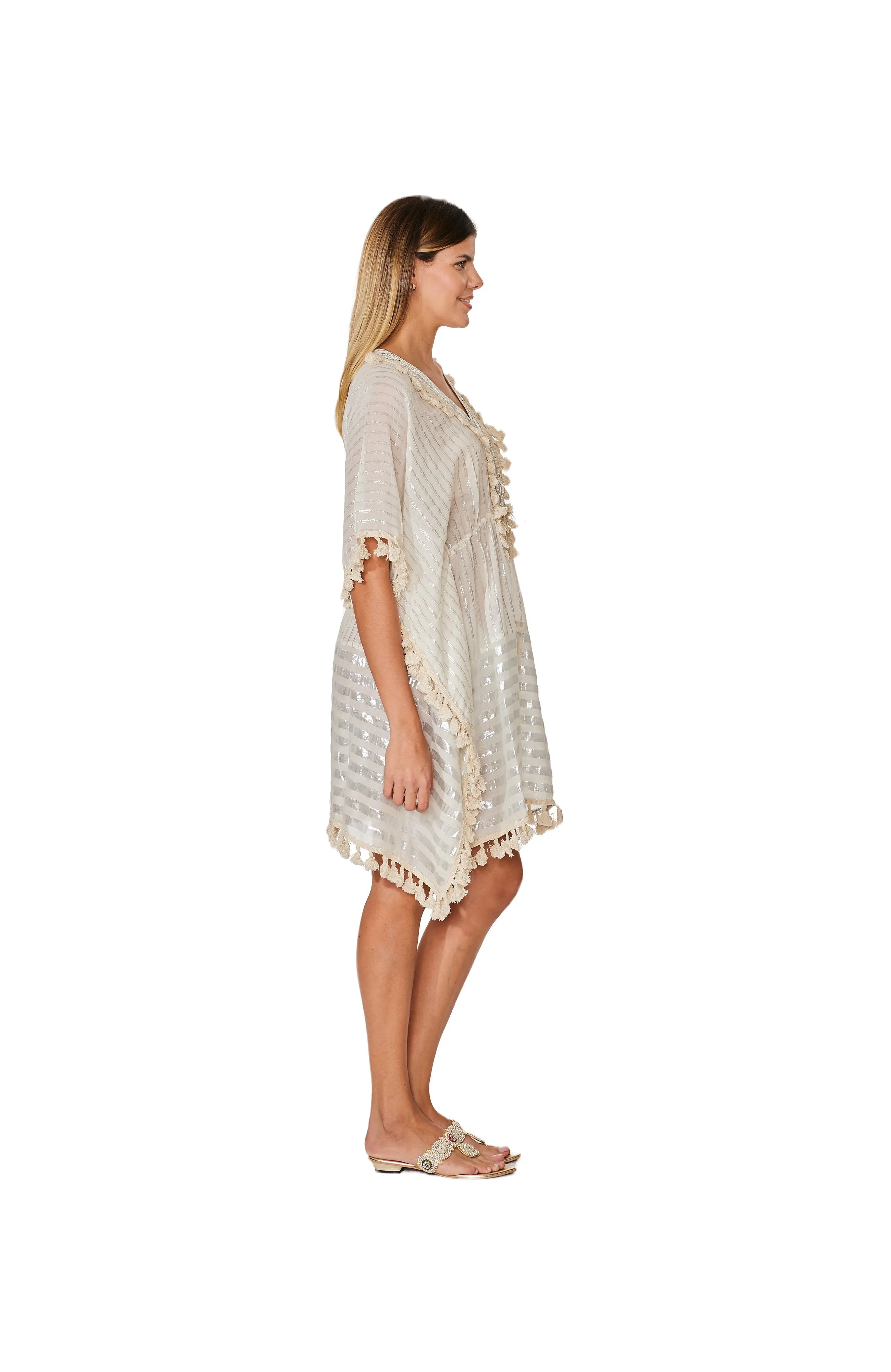 C-1555 Ivory Cotton Kaftan