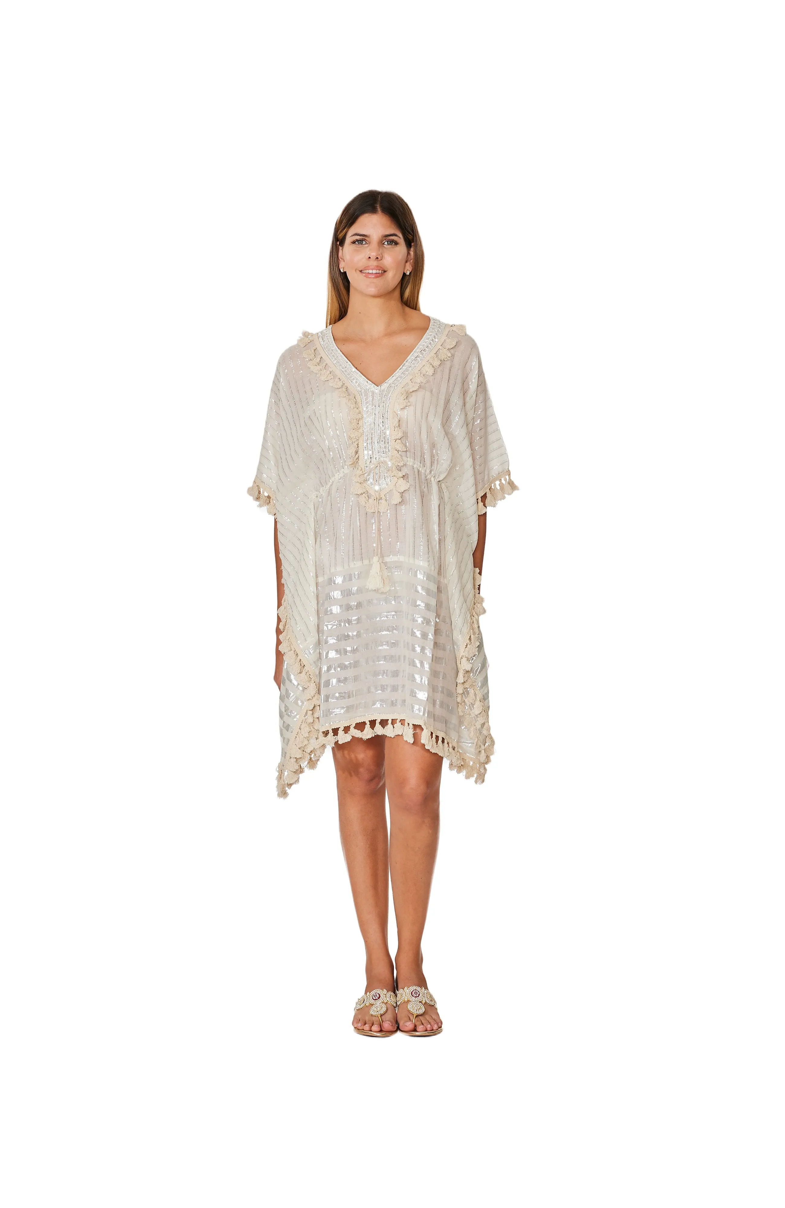 C-1555 Ivory Cotton Kaftan