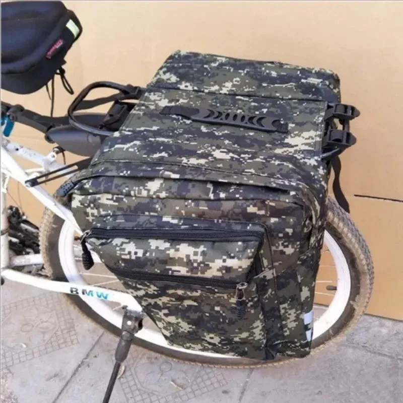 Camo Bike Big Double Pack Mountain Bike Bag Back Pack Bicycle Shelf Bag Camo Double Pack Riding Equipment