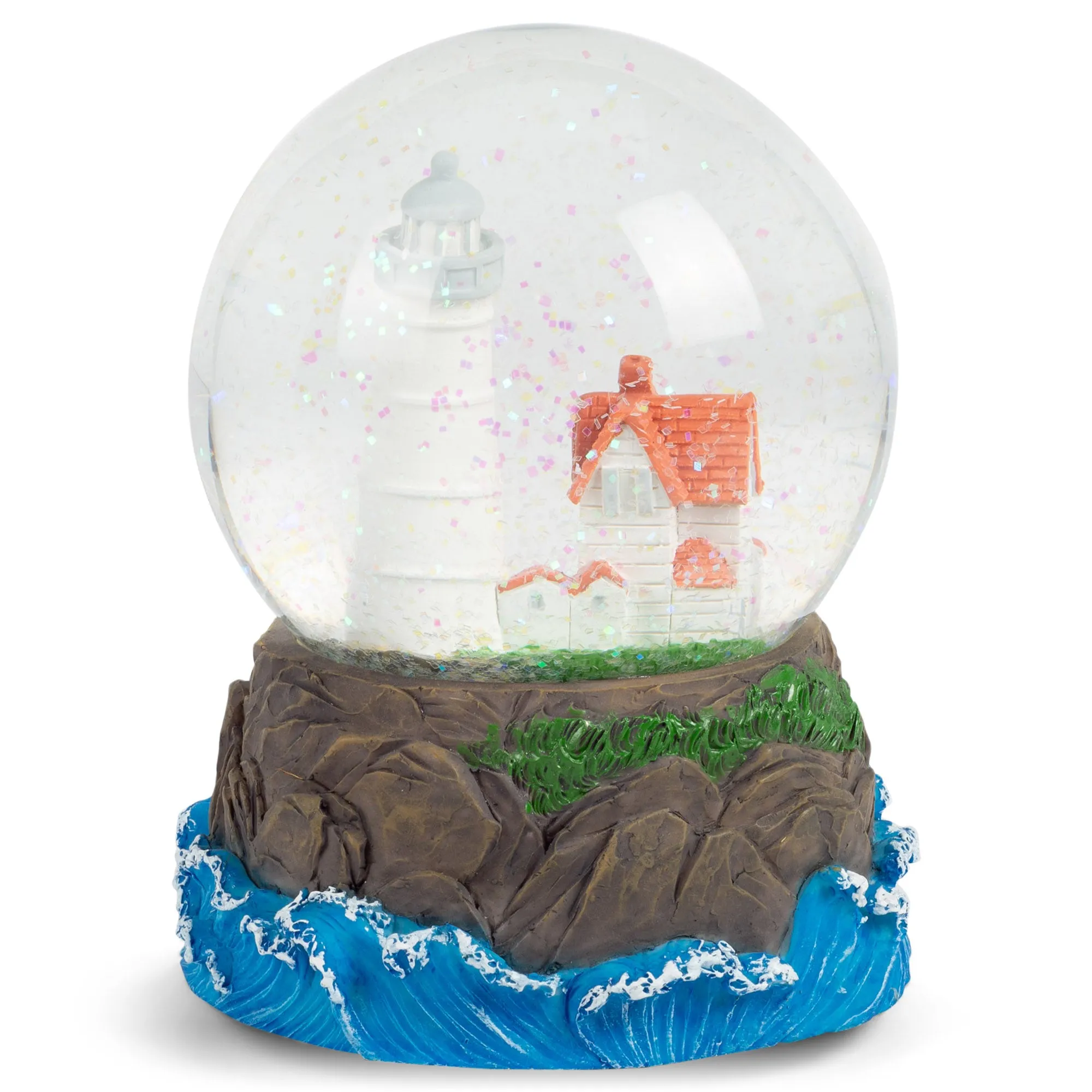 Cape Cod Lighthouse Cottage 100MM Music Snow Globe Plays Tune By the Beautiful Sea