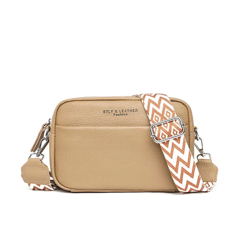 Chic Geometric Strap Leather Crossbody