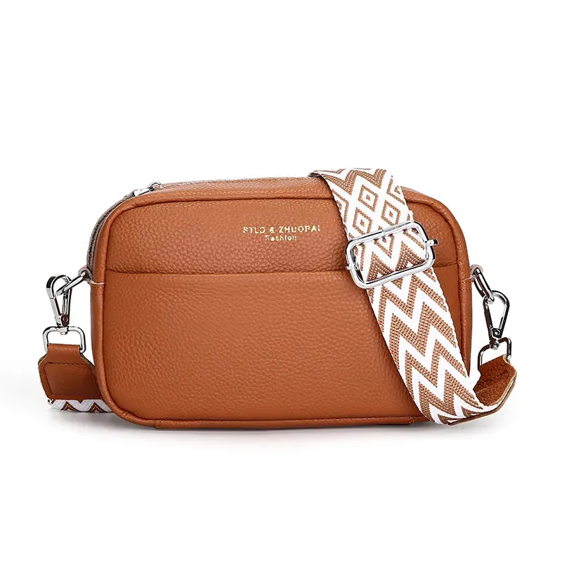 Chic Geometric Strap Leather Crossbody