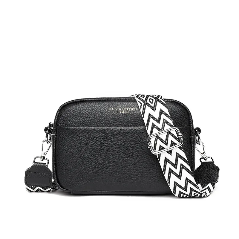 Chic Geometric Strap Leather Crossbody