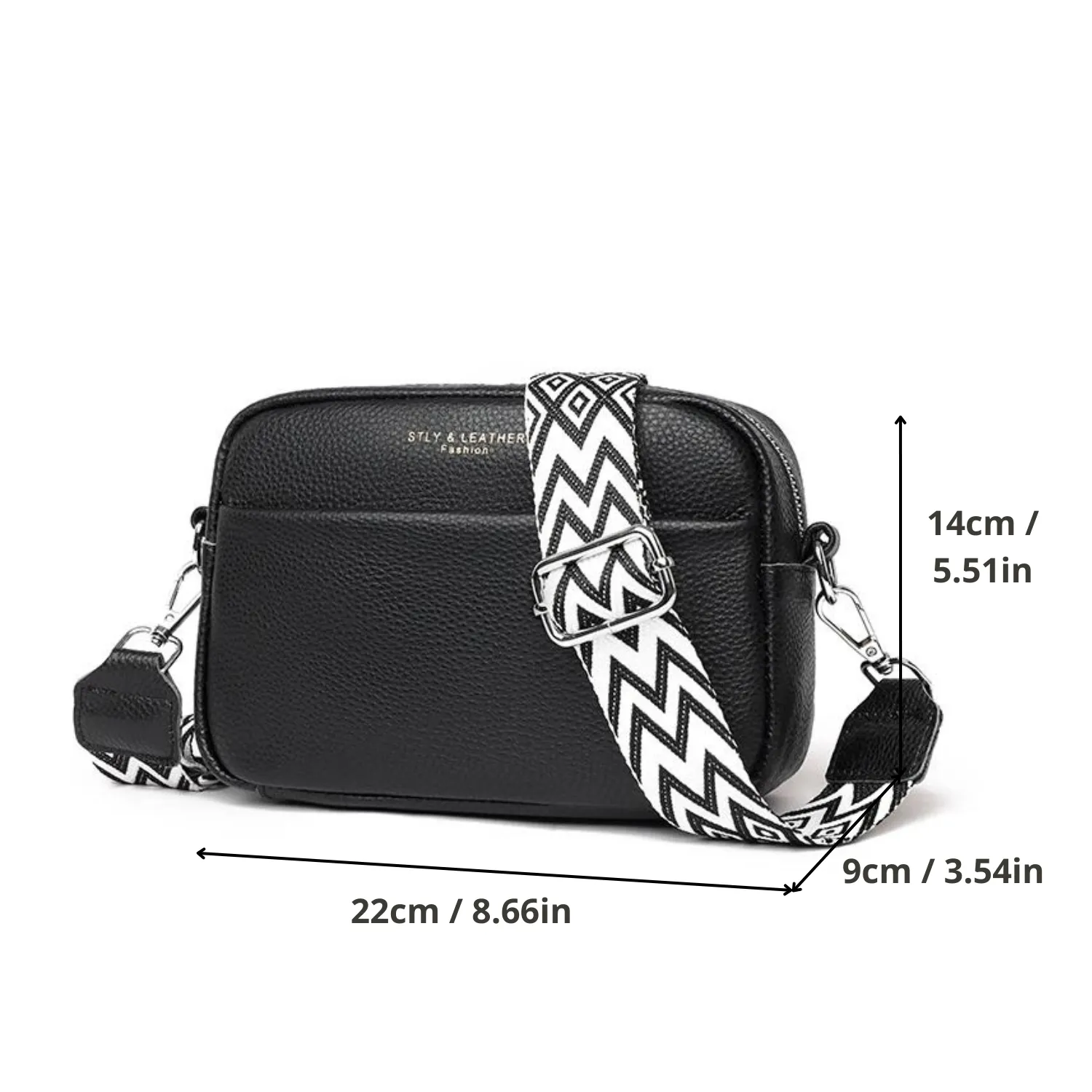 Chic Geometric Strap Leather Crossbody