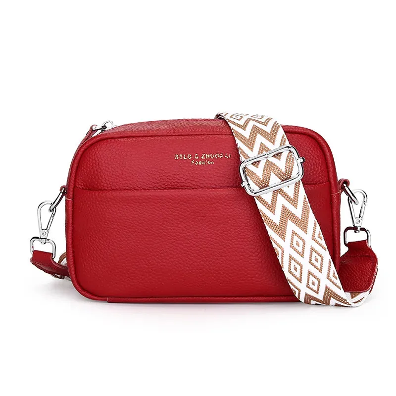 Chic Geometric Strap Leather Crossbody