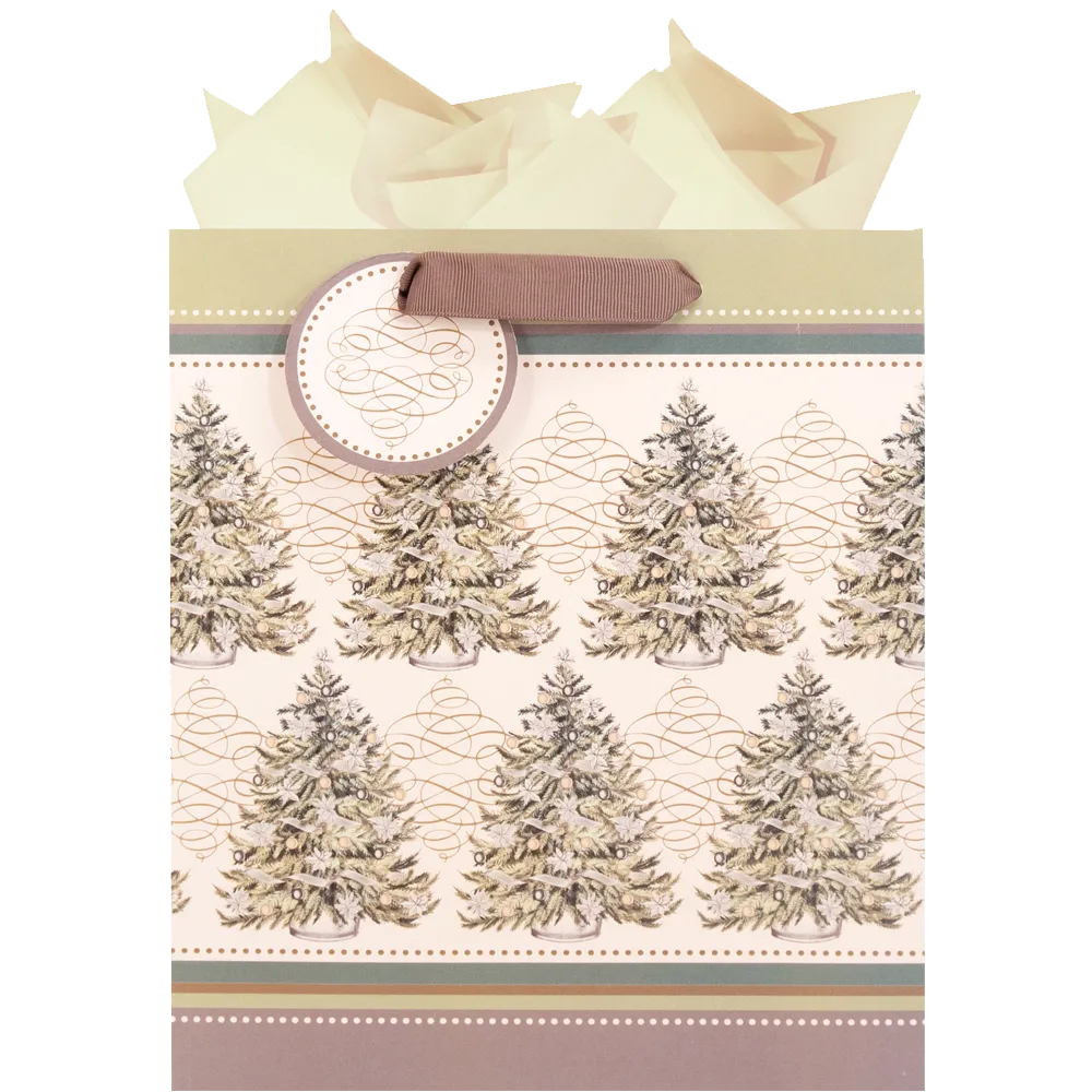 Christmas Tree Scrolls - Medium Gift Bag