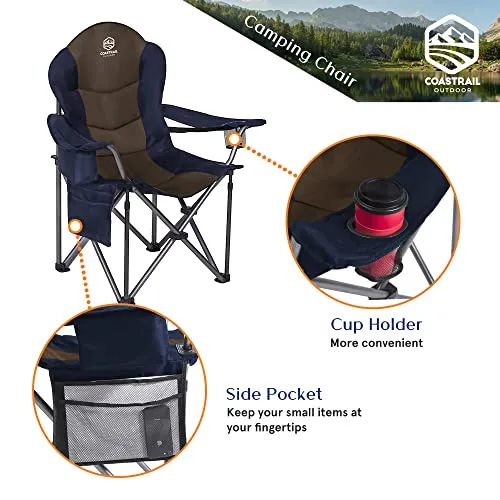 Coastrail Outdoor Padded Camping Chair with Lumbar Back Support