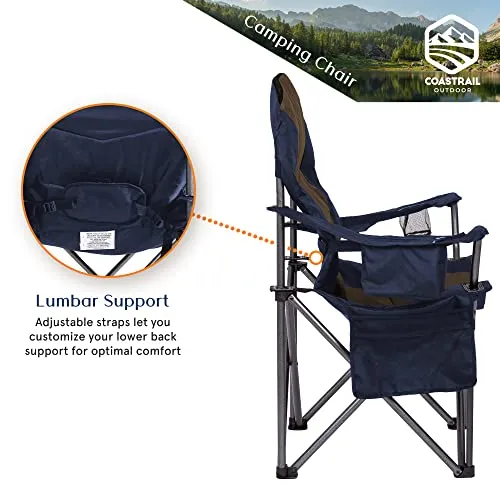 Coastrail Outdoor Padded Camping Chair with Lumbar Back Support