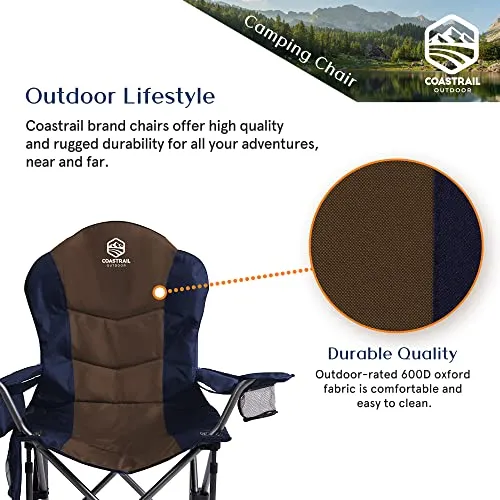 Coastrail Outdoor Padded Camping Chair with Lumbar Back Support