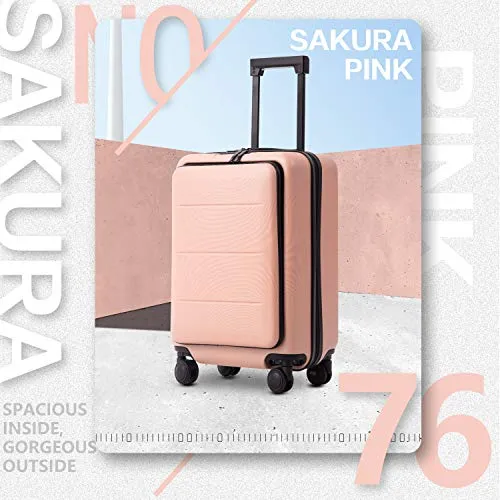 COOLIFE Luggage Suitcase Carry On ABS PC Spinner - Sakura Pink