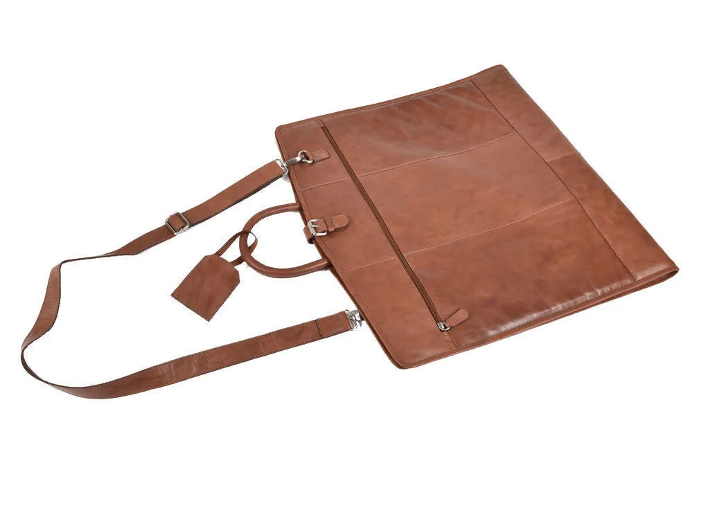 Cotehele Rustic Brown Leather Suit Carrier