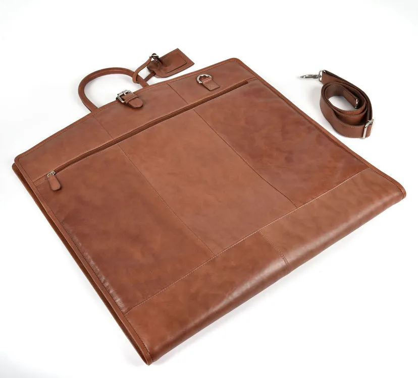 Cotehele Rustic Brown Leather Suit Carrier