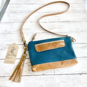 Crossbody Clutch in Denim, Almond