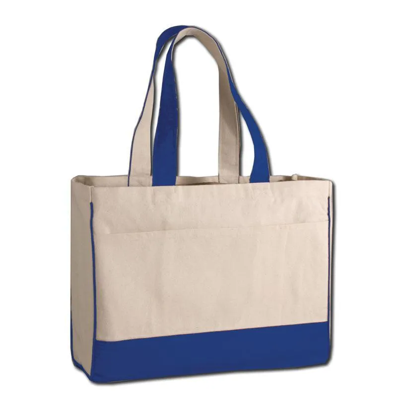 CUSTOM COTTON CANVAS TOTE BAG WITH INSIDE ZIPPER POCKET