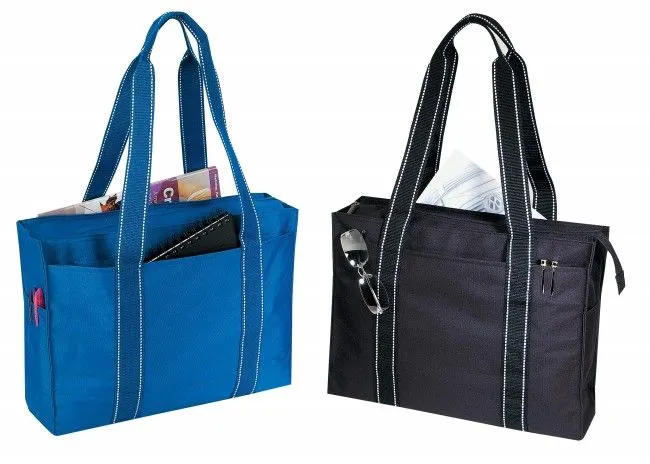 Custom Poly Tote Bag With Inside Zippered Pocket