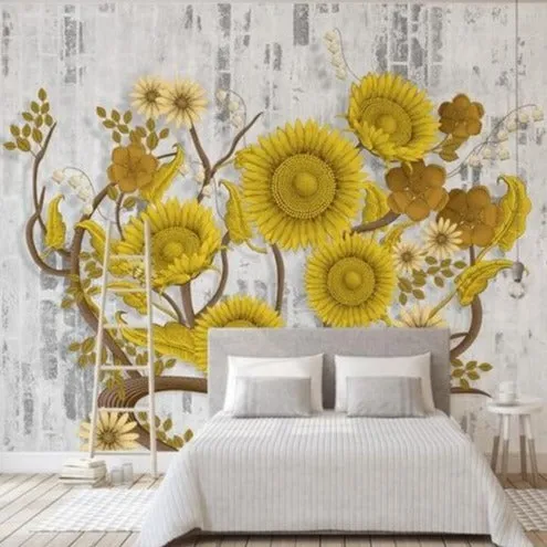 Custom Wallpaper Mural Beautiful Sunflowers (㎡)