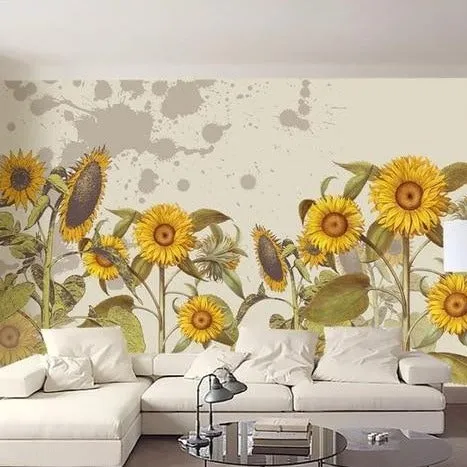 Custom Wallpaper Mural Beautiful Sunflowers (㎡)