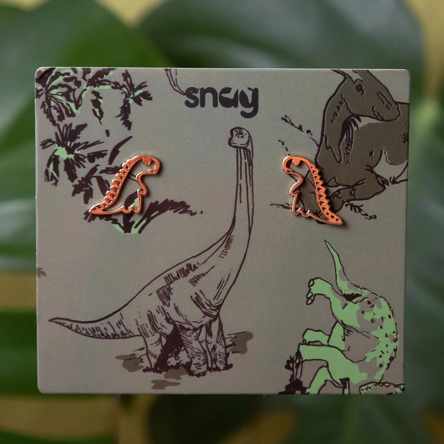 Dinosaur Stud Earrings - Gold