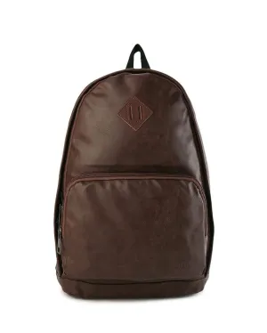 Distressed Leather Commuter Backpack - Dark Brown