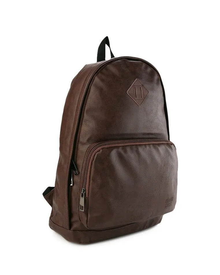 Distressed Leather Commuter Backpack - Dark Brown