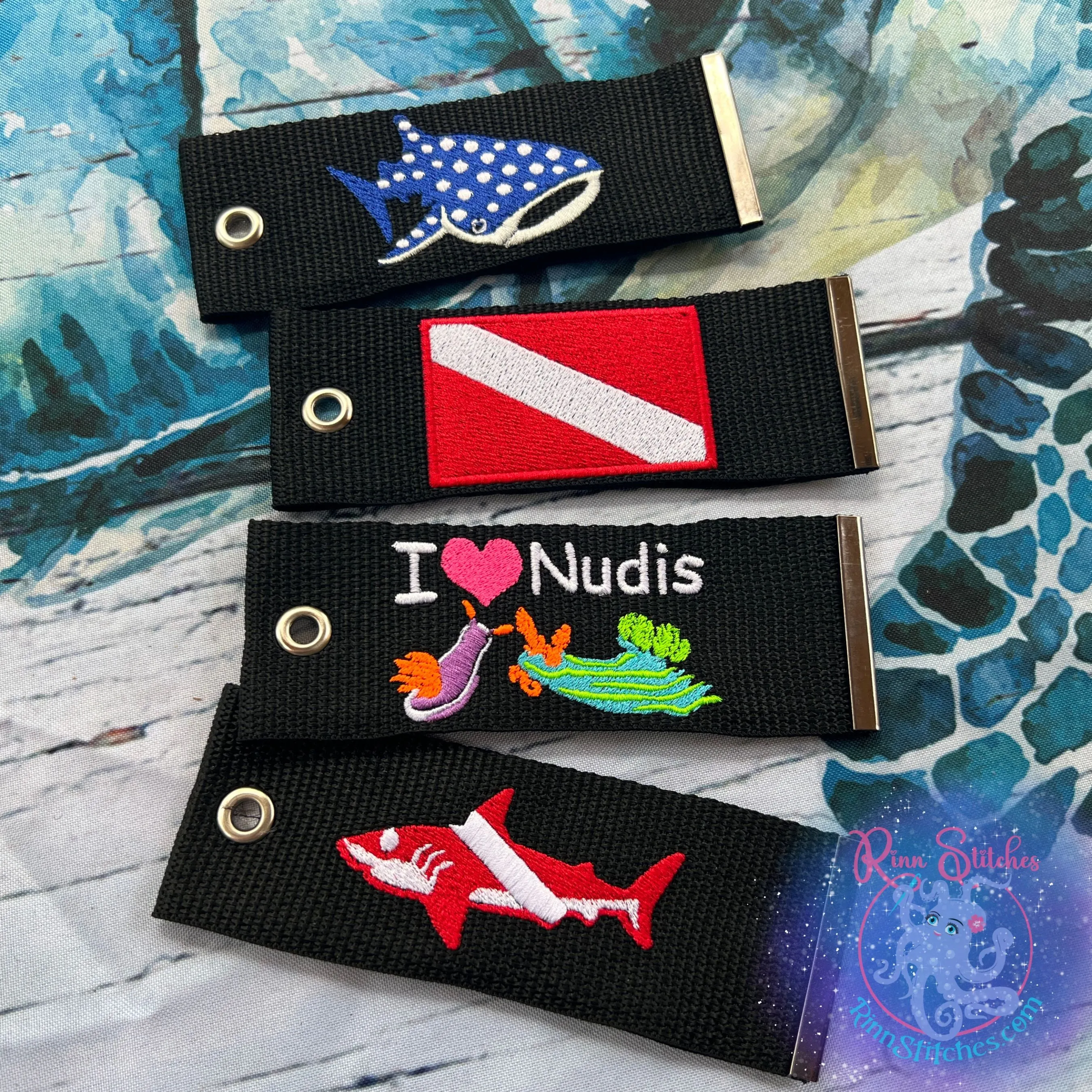 Dive Flag Octopus Luggage Tag, Personalized Embroidered Bag Tag