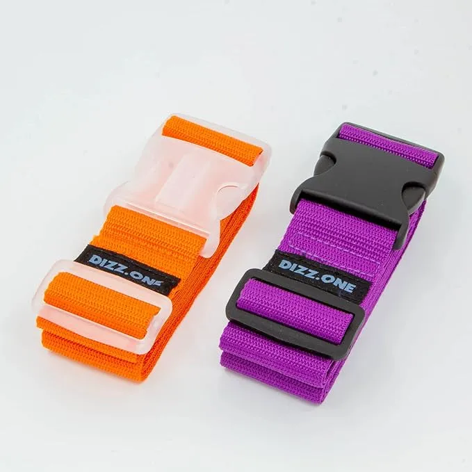 DIZZ.ONE - (Set of 2) Adjustable luggage strap with buckle - Purple / Orange