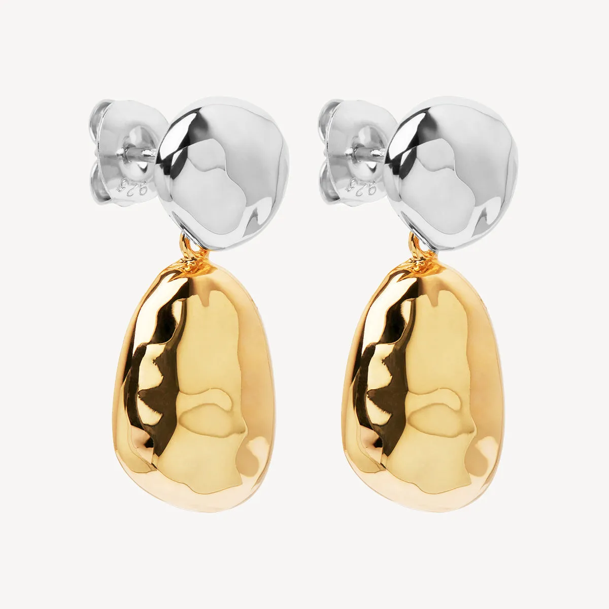 Double Pebblet Two-Tone Stud Earrings