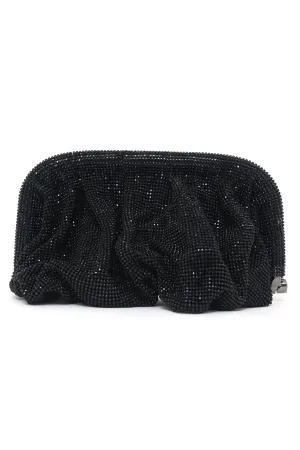 EMERALD LUXE GATHERED CLUTCHED-BLACK