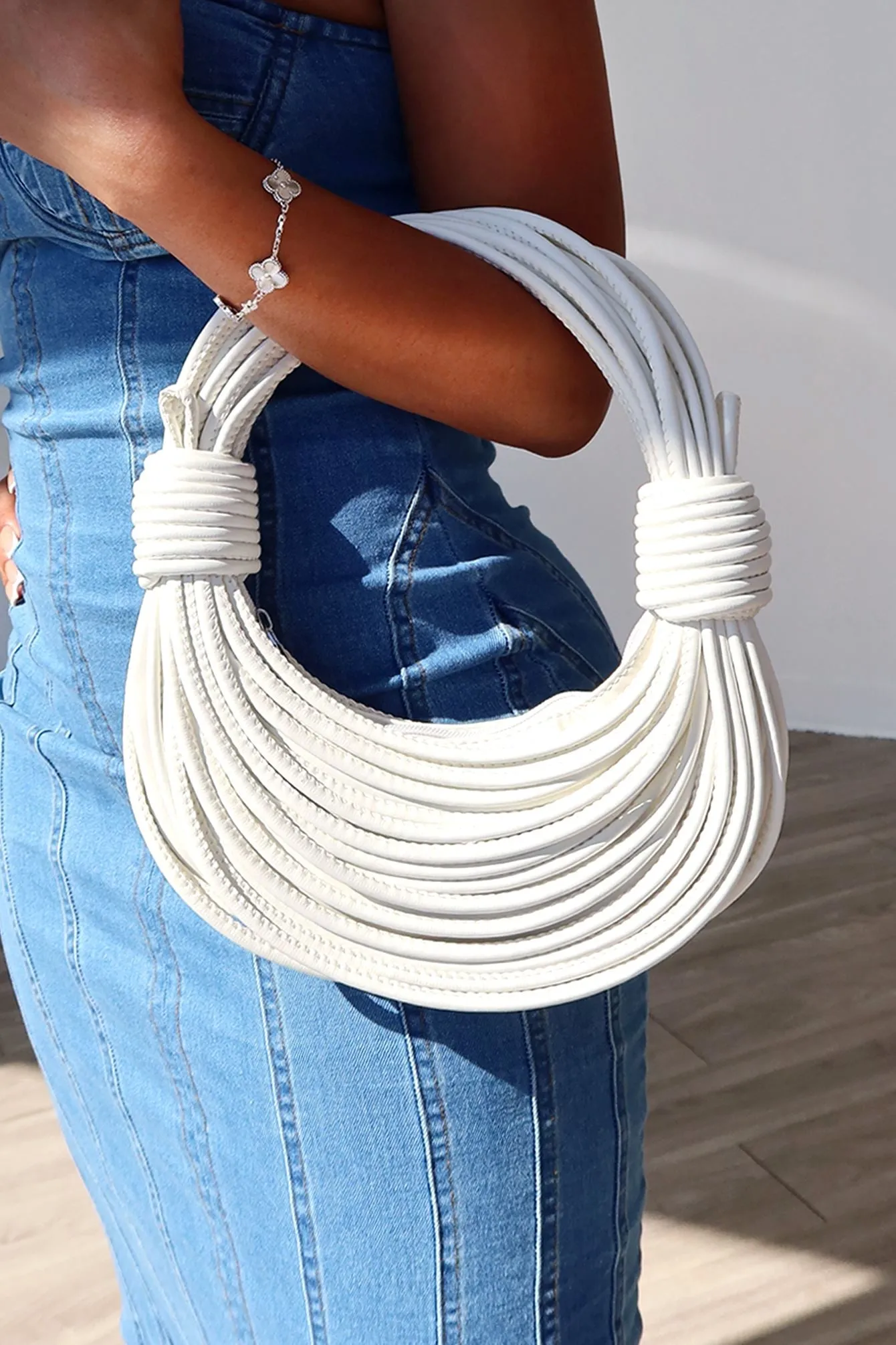 Erika Faux Leather Rope Hobo Bag