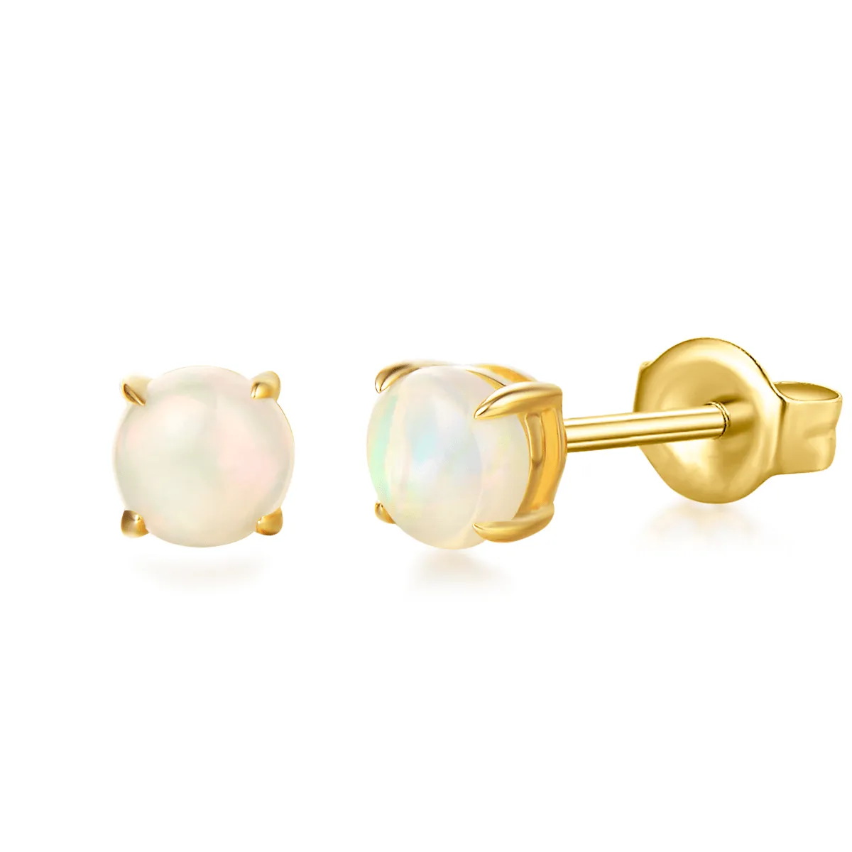 FANCIME "Lumi" Round Opal 14K Solid Yellow Gold Studs