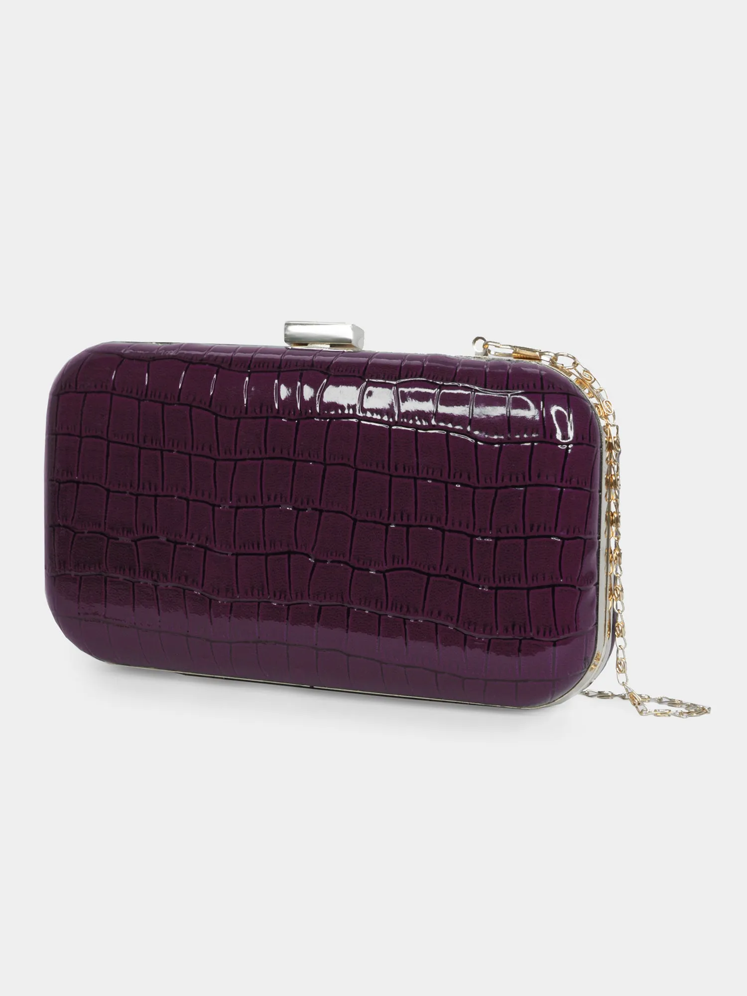 Fearless Purple Faux Croco Skin Party Clutch | Modern Myth