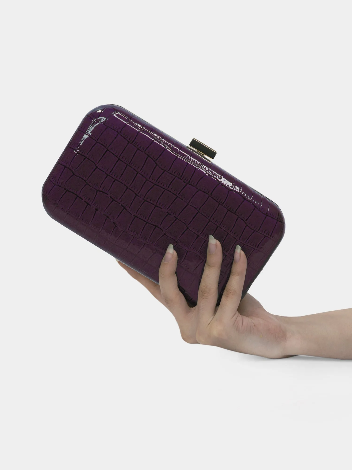 Fearless Purple Faux Croco Skin Party Clutch | Modern Myth