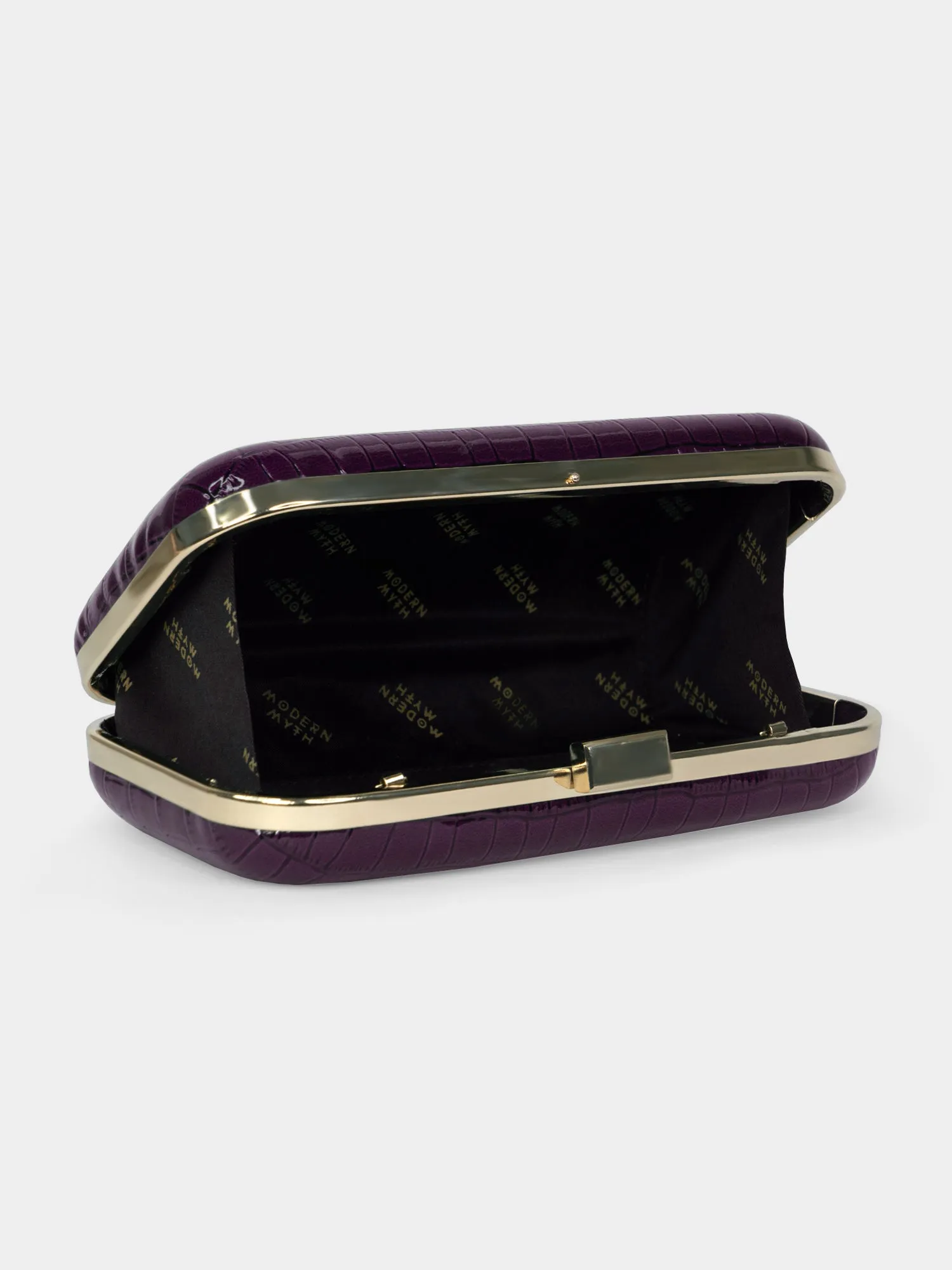 Fearless Purple Faux Croco Skin Party Clutch | Modern Myth