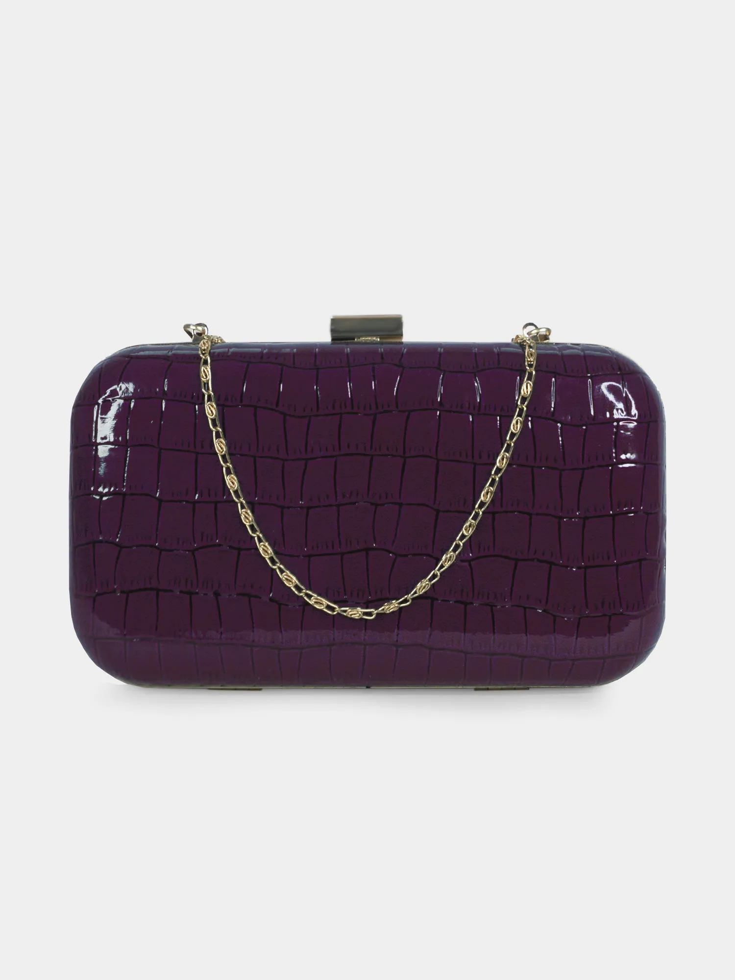 Fearless Purple Faux Croco Skin Party Clutch | Modern Myth