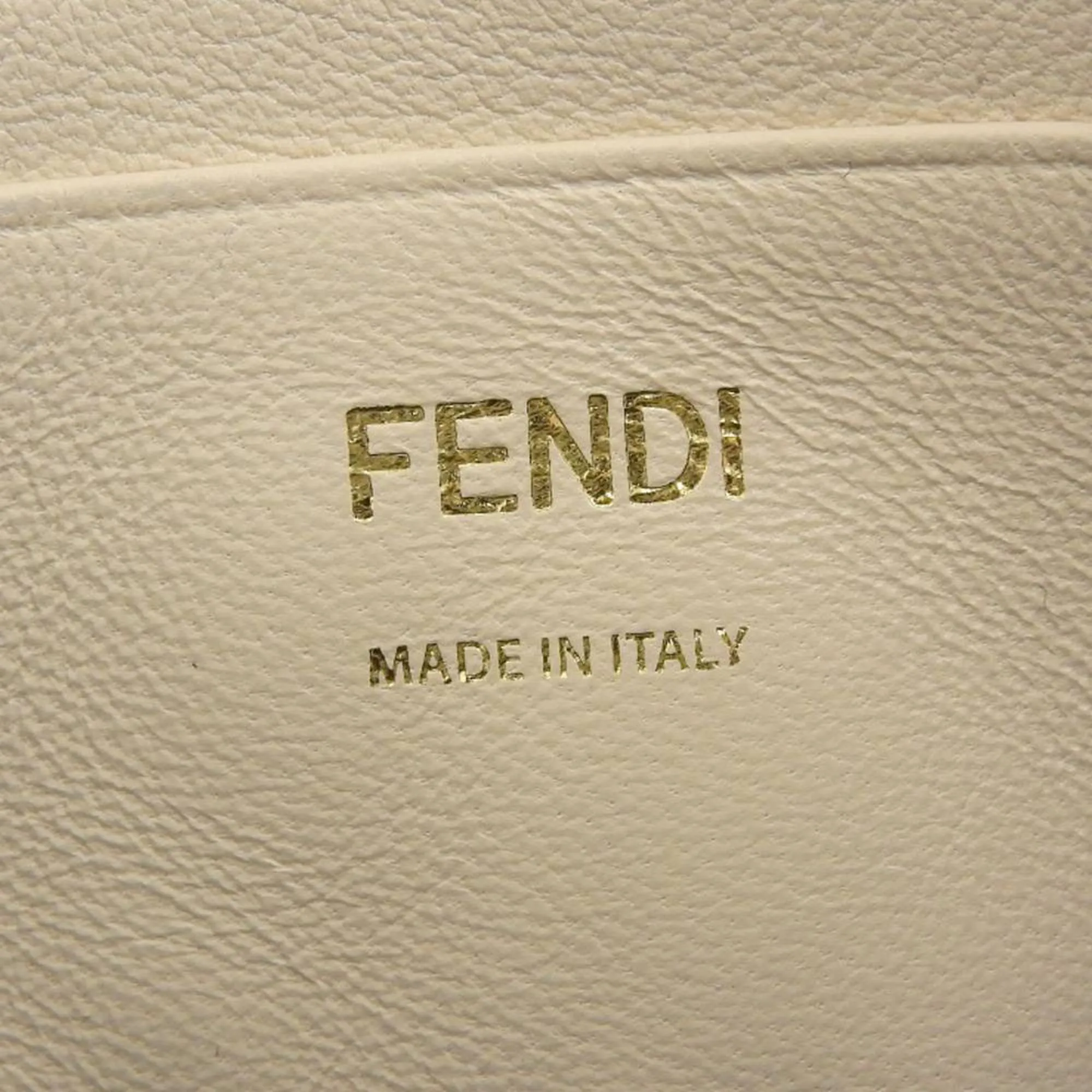 FENDI Baguette Small Logo FF Pattern 2WAY Bag Chain Shoulder Lamb Leather 8BS017