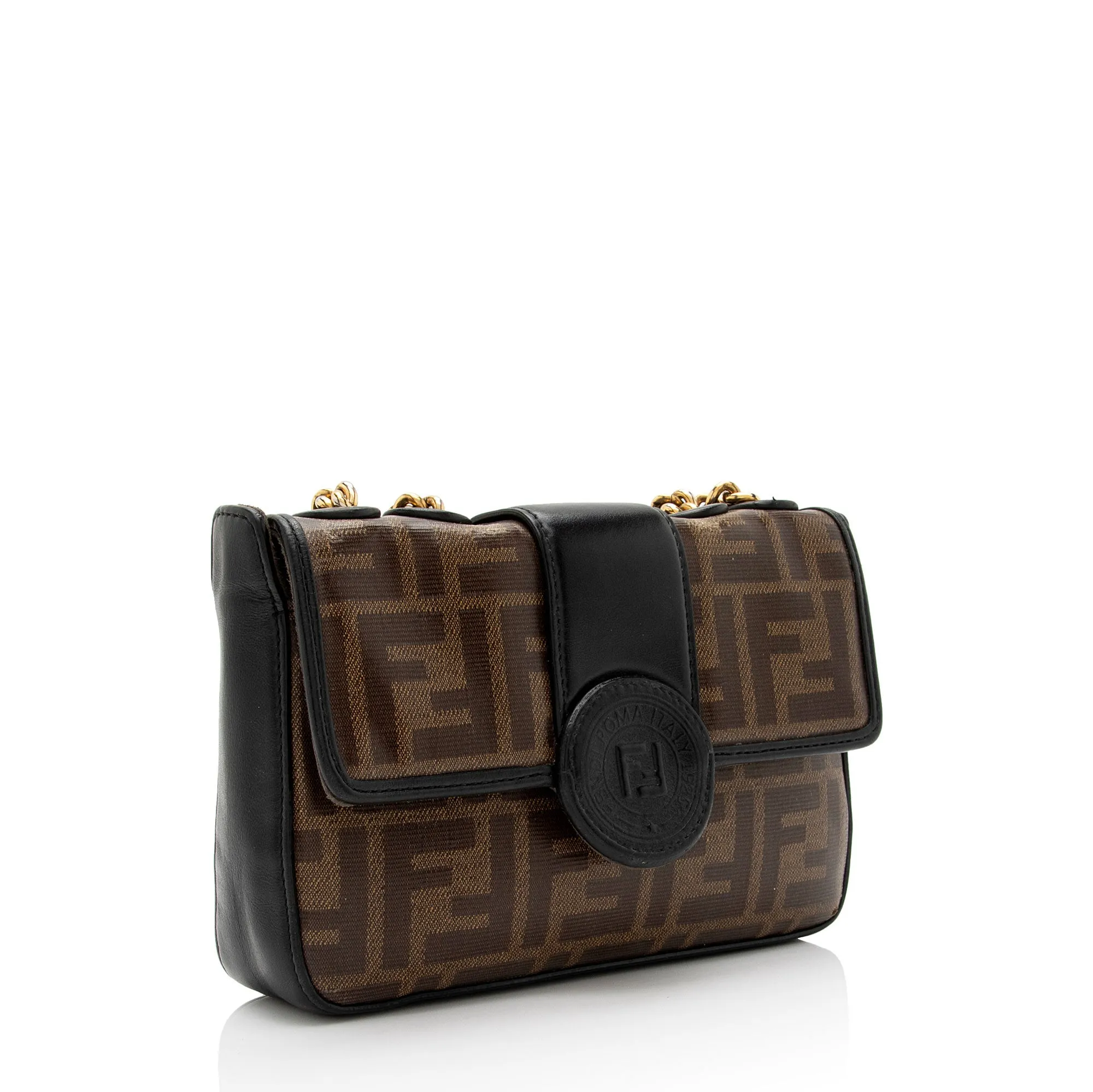 Fendi FF Spalmati 1974 Double F Mini Shoulder Bag (SHF-CKdmaW)