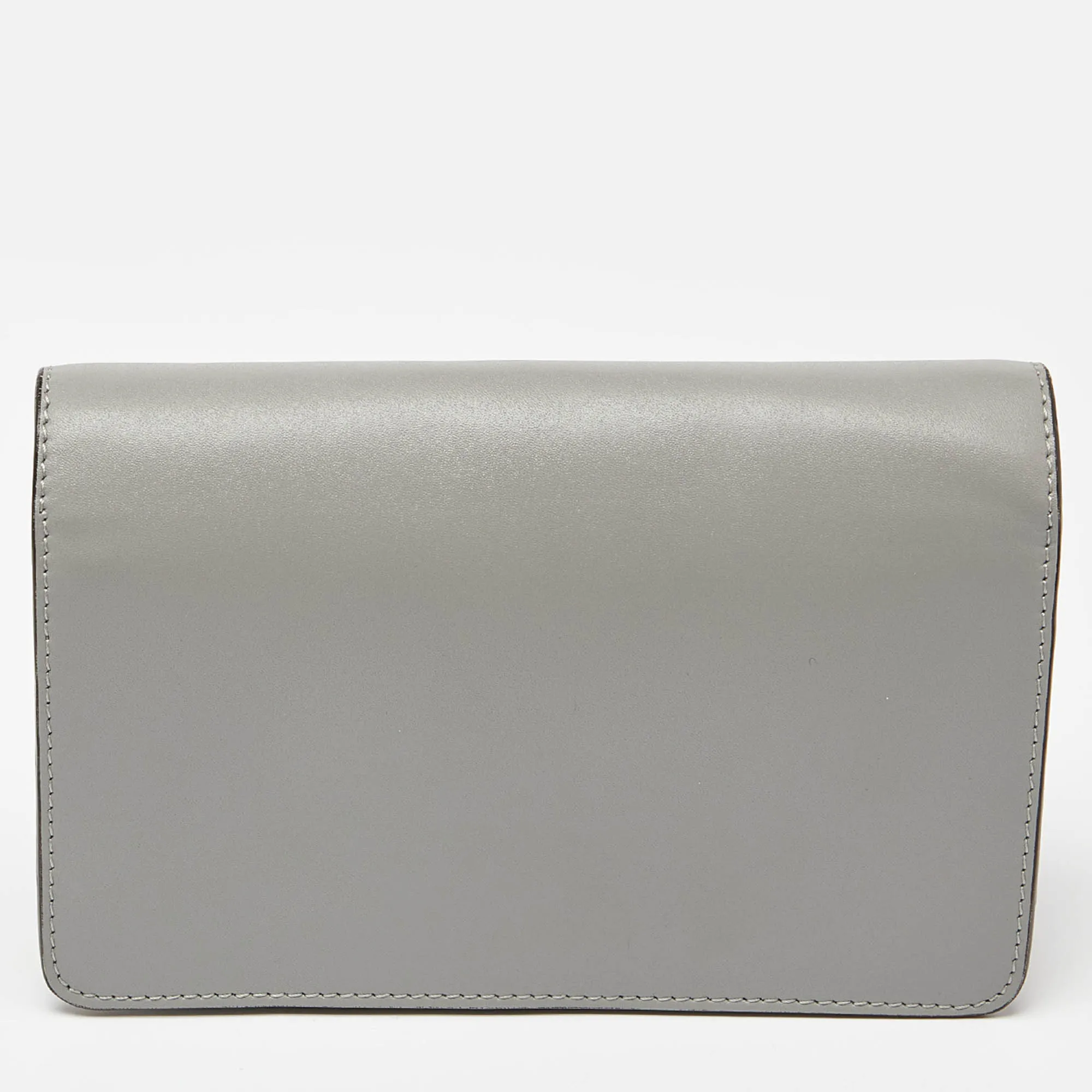 Fendi Grey Leather Rainbow Stud Tube Wallet On Chain