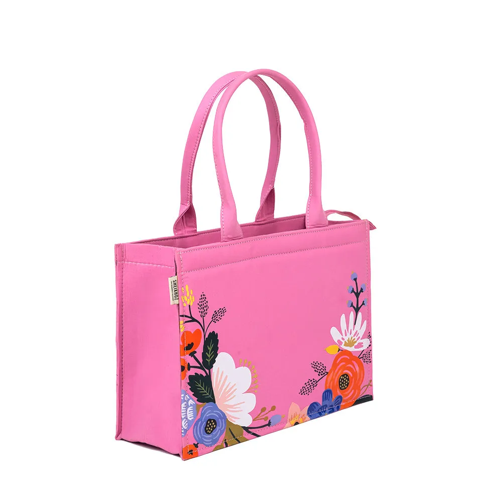 Floral Cotton Canvas Pink Tote - Eco-Friendly Handcrafted Bag