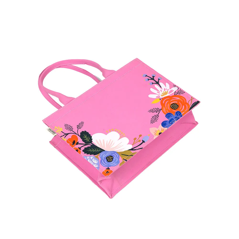 Floral Cotton Canvas Pink Tote - Eco-Friendly Handcrafted Bag