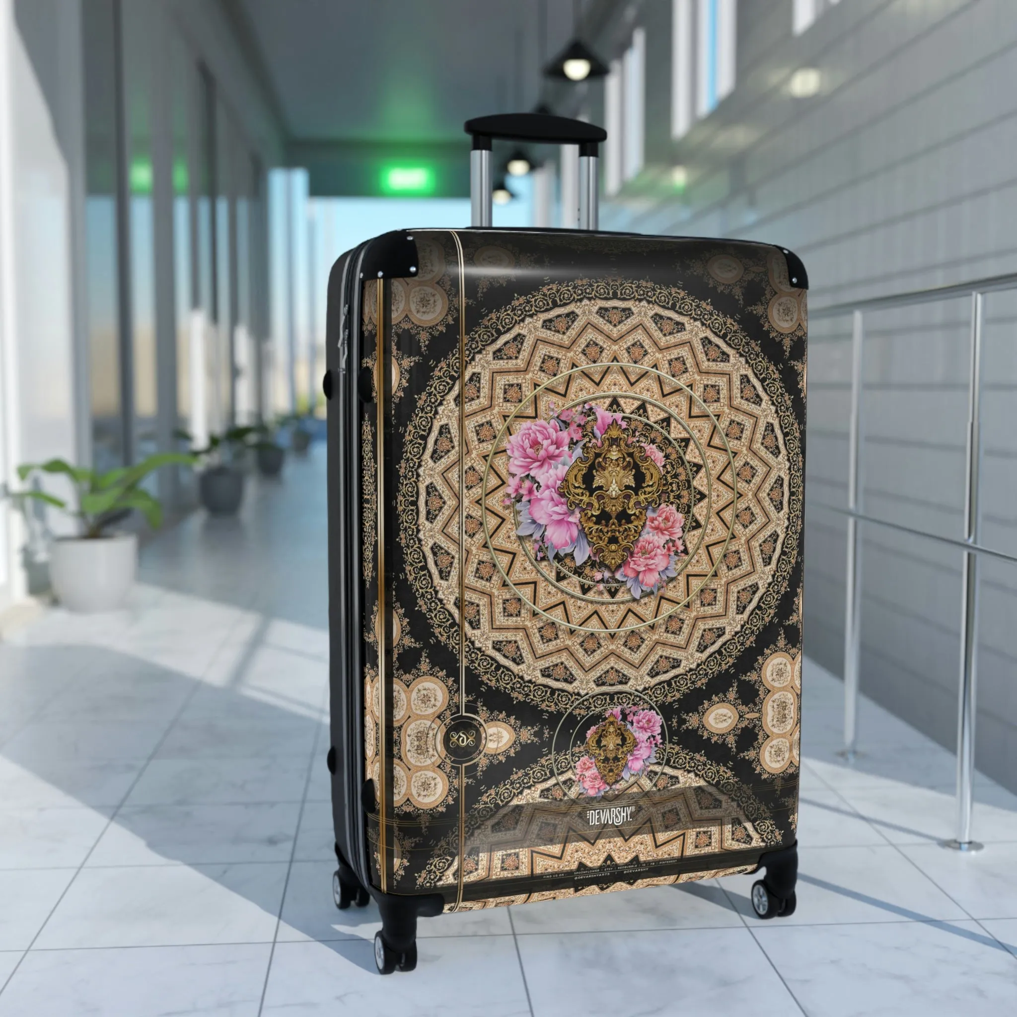 Floral Mandala Suitcase 3 Sizes Carry-on Suitcase Floral Print Luggage Hard Shell Suitcase  | 10357A