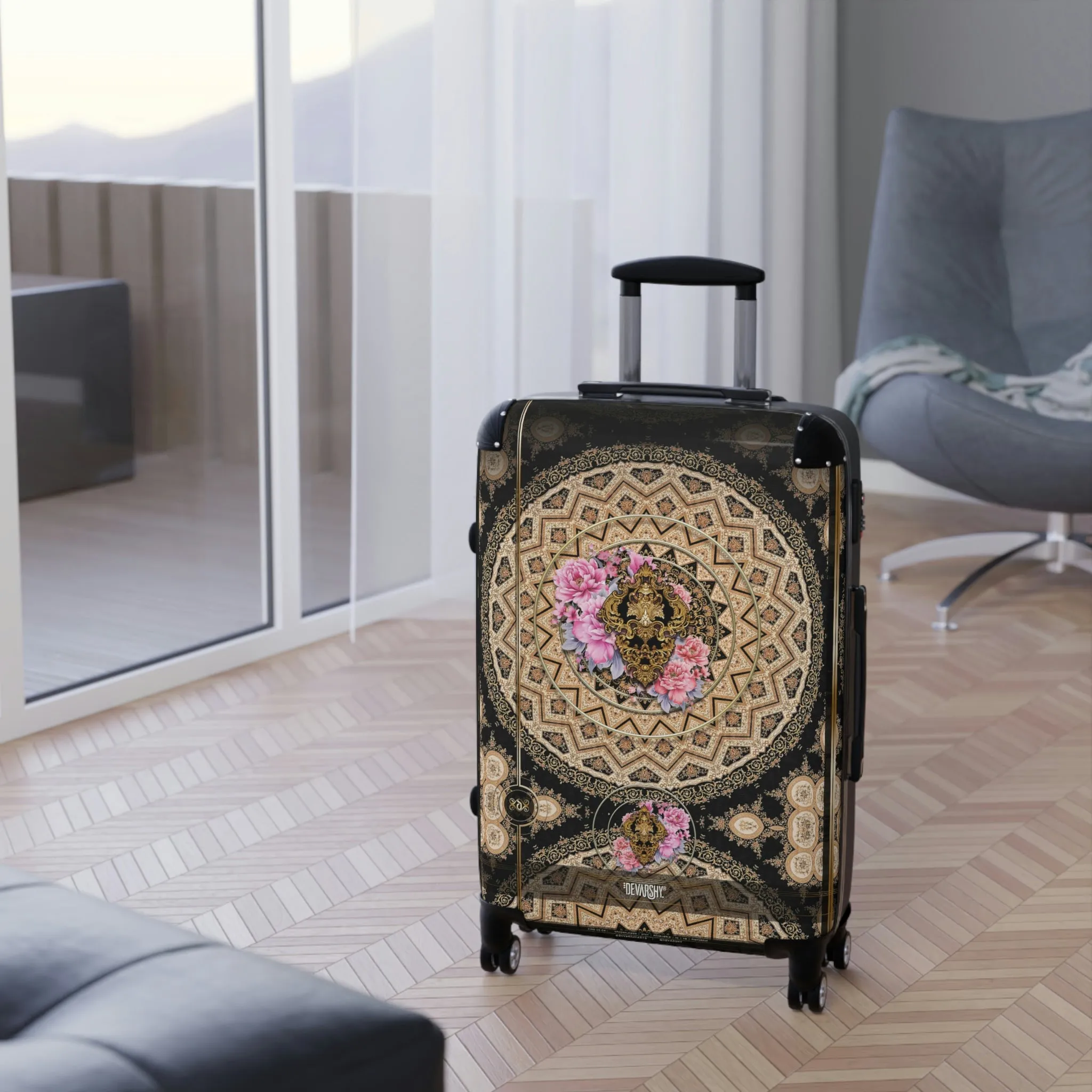 Floral Mandala Suitcase 3 Sizes Carry-on Suitcase Floral Print Luggage Hard Shell Suitcase  | 10357A