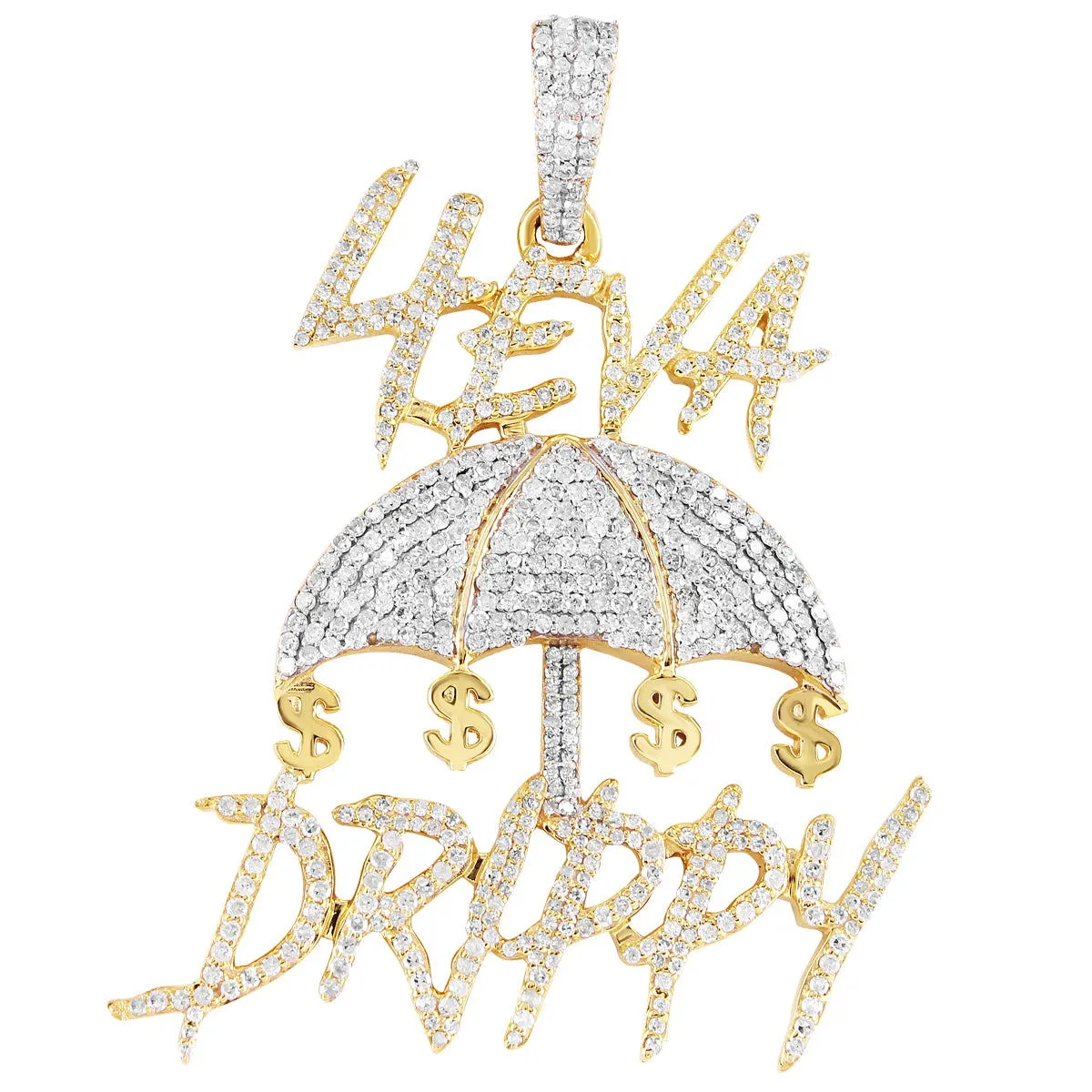 Forever Dollar Rich Drip 10K Gold Custom Diamond Pendant